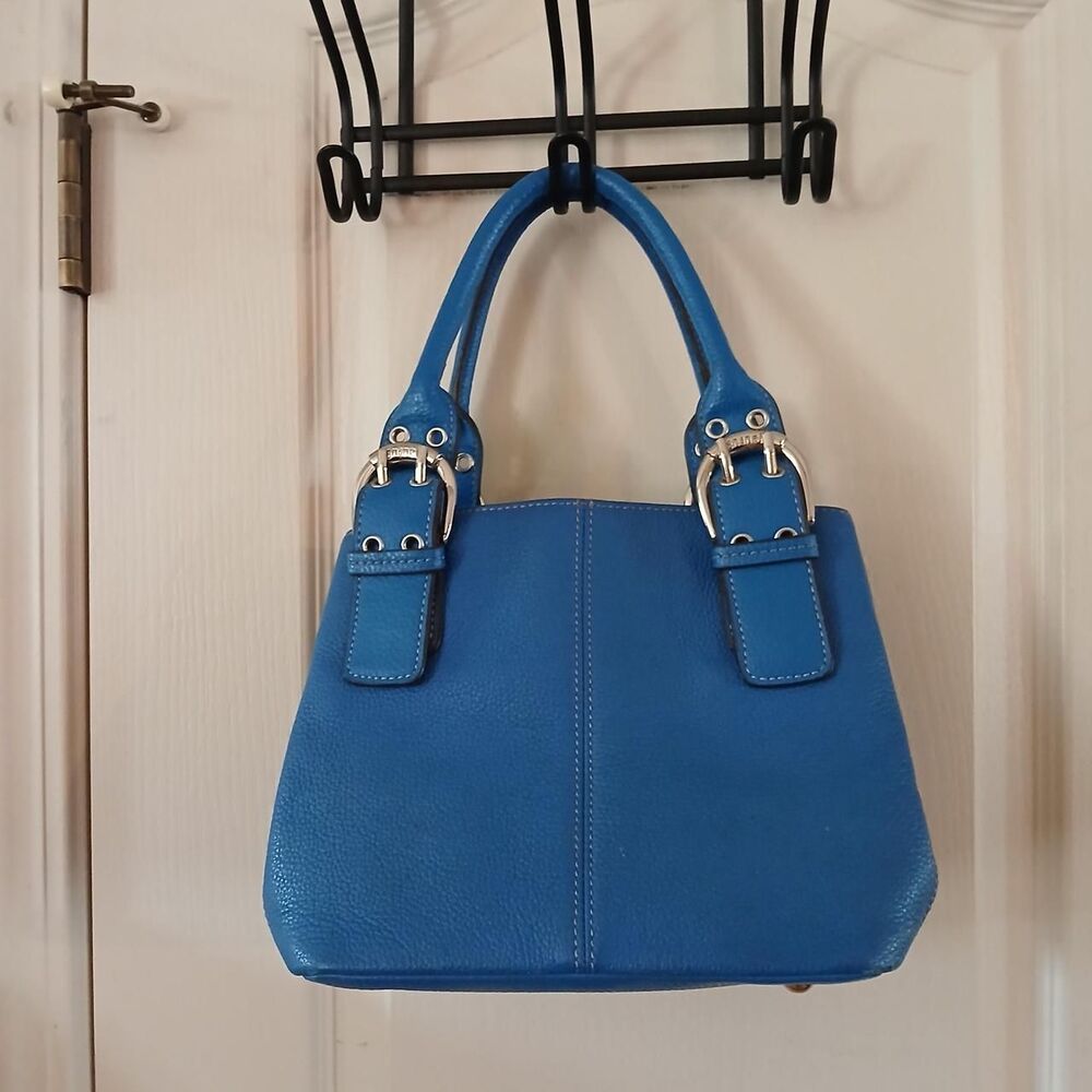 Y2K Vintage Mcbling Blue Leather Handbag Silver Buckle Straps Indie Bratz Bold